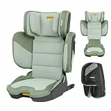 Jovikids Faltbar Kindersitz mit ISOFIX, i-Size R129 Kinderautositze ca. 3-12 Jahre (100-150cm), Kindersitzerhöhung mit Rückenlehne, Geeignet für Reisen (grün)
