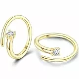 WOVEE Kleine Ohrringe Stecker Mini Ohrstecker Zirkonia Offene Halb Creolen Huggie Gold Damen Schmuck Geschenke