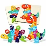 HOTUT Holzpuzzle Spielzeug, 2 Stück Montessori Spielzeug Puzzle, Holzpuzzle ab 1 2 3 Jahren, 3D Kreativ Lernspielzeug für Kinder, Lernendes pädagogisches Baby Puzzle, Geschenk für Jungen Mädchen