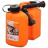 Stihl 8810124 Kombikanister für 3 l Kraftstoff und 1,5 l Sägekettenhaftöl in der Farbe Orange