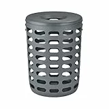 blomus Wäschesammler -KORIE- | Dekorativer Wäschekorb 90L | Farbe Magnet Grau | Großer Wäschebehälter mit Deckel 40Ø x 54H cm
