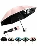 Chakipee Kompakter Reise Regenschirm Groß Sturmfest – Automatik Taschenschirm Tragbarer UV-Schirm für Damen und Herren, 210T Beschichtung 106 cm Spannweite 8 Rippen Taschenschirme Rosa