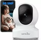 wansview 5MP Babyphone mit Kamera-3K Überwachungskamera innen, 5G/2.4Ghz WLAN IP Kamera, schwenkbare Haustier Kamera, Datenschutzbereich, Zwei-Wege-Audio, Kompatibel mit Alexa（Weiß）