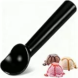 Eisportionierer, 18.5cm Einteiliger Schwarzer Aluminium-Eislöffel,Ideal für Hart-Eiscreme, Keksteig, Gelato, Sorbet und Melonenbällchen