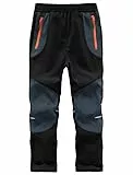 Zzkouine Kinder Softshellhose Schneehose Thermohose Hosen Jungen Mädchen Winterhose Outdoorhose Wanderhose, Schwarz/Grau 116-122