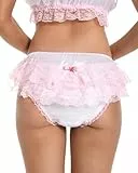 Satini Rüschen Sissy weich Spitze Boy-Shorts Slips Satin Höschen (Weiß - Zartrosa, XXL)