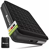 Juskys Luftmatratze Sapri L in Schwarz - 2 Personen Luftbett selbstaufblasend - aufblasbare Matratze als Gästebett oder Camping - integrierter Pumpe