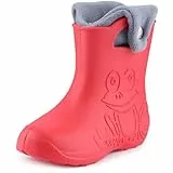 Ladeheid EVA Kinder Jungen Mädchen Gummistiefel Regenschuhe gefüttert Regenstiefel Gummischuhe LA-CA-04 (Koralle/Grau, 28/29 EU)