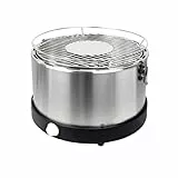 Syntrox Germany Raucharmer Edelstahl Tischgrill mit Aktivbelüftung Molirus | Holzkohlegrill, rund, mit Tasche, Schnell einsatzbereit, 3,7 kg, Kompakter Grill für unterwegs (24,5 cm hoch)