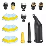 12 Stück für Kärcher Dampfreiniger Zubehör SC1 SC2 SC3 SC4 SC5, Dampfreiniger Bürste Set, inkl Gebogene Düse, Mikrofaser-Tuch, Professionelles Reinigungs Zubehör Mikrofasertuch-Handdüse