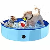 Fulhdedi Klappbarer Hundepool 100x30cm - Tragbare PVC Badewanne für Große Hunde, Blaues Schwimmbecken mit Rutschfestem Boden
