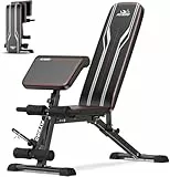 FLYBIRD Multifunktionale Hantelbank mit Beinverlängerung und Preacher Curl Pad, verstellbare und faltbare Trainingsbank für Home Gym, 360KG Gewichtskapazität Trainingsbank für Ganzkörper Krafttraining