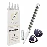 Pinturale Arts® Acrylstifte Weiß | 4er Set Acrylstift weiß | Weißer Stift Für Schwarzes Papier Auf Feiner Spitze 0,7mm | Für Steine, Metall, Stoff, Keramik, Holz, Glas