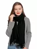 DonDon Schal Damen Winter Wollschal Winterschal warm weich 185 x 65 cm schwarz