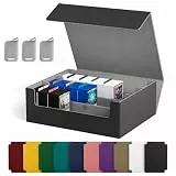 UAONO Sammelkarten-Aufbewahrungsboxen für 1800+ Karten, Premium Magnetic Deck Boxen, Leather Deck Case mit Trennwänden, Spielkarten Deck Boxe für TCG Magic the Gathering YuGiOh Karten (Schwarz)