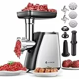AAOBOSI Fleischwolf, 4-in-1 Elektrischer Fleischwolf [2800 W max] mit 2 Klingen, 3 Platten, Wurstfüller, Kubbe-Kit, für den Hausgebrauch, Edelstahl