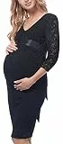 Be Mammy Damen Umstandskleid Maternity Schwangerschaftskleid BE20-171 (Schwarz, XL)