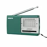 XHDATA D219 Tragbares Radio Retro FM AM SW Radio Batteriebetrieben für Haushalt Outdoor Camping Wandern Taschenradio Grün