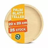 ECO SOUL runde Palmblatt Teller 20 cm (8 Zoll) (25 Stück) | 100% kompostierbar & stabil | Bio Einwegteller aus Palmblatt | Hochwertiges Einweggeschirr für Party & Dessert