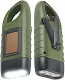 Simpeak 2-Stück LED Taschenlampe, Handkurbel Solar Karabiner Taschenlampe für Camping Outdoor Klettern Wandern - Grün