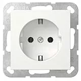 Gira Steckdose Standard 55 Reinweiß glänzend I Unterputz Schuko-Steckdose 418803 I bruchsicheres Thermoplast mit Sicherheitsmaßnahme I Einbautiefe 32 mm I Elektroinstallation I 16 A 250 V