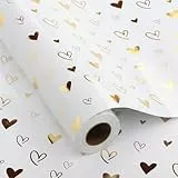 43cm x 12m Geschenkpapier Rolle Herz-Design, Geschenkverpackung Papier Wrapping Paper für Geburtstag Hochzeit Jubiläum Muttertag