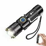 Skylla Taschenlampe klein aufladbar extrem hell torch Mini LED USB Wasserdichte IPX6 1200 Lumen 5 Licht Modi Variable Zoom HandfackelnTasche Blitz Für Camping, Gassigehen, Notfälle