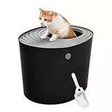 Iris Ohyama Katzenklo mit Schaufel, bis 7 kg, Schwarz/Grau, mit Deckel, Katzentoilette, leicht reinigen, Für große Katzen, Kätzchen, geschlossen, XXL Toilette, BPA-frei, Cat Litter Box, PUNT-530