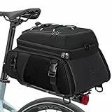 RAINSMORE 3 IN 1 Fahrradtaschen für Gepäckträger 15L Wasserdicht & Reflektierend Fahrrad Gepäckträgertasche Hinten mit Regenschutz Schwarz