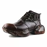 OSSTONE Retro Stylish Herren Leder Sneaker Chukka Schuhe Handgemacht Vintage Boots Motorrad Stiefel OS-5008-S-1,Retro Braun, US9(EU42)
