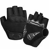 BIKINGMOREOK Fahrradhandschuhe Radhandschuhe Herren Damen Halbfinger Atmungsaktiv Radsporthandschuhe-Dunkelschwarz-M