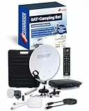 SCHWAIGER SAT-Camping Set I Satellitenanlage Komplettset I 35cm Stahl Offset Antenne, Single LNB, Full HD Receiver, 10m Koaxialkabel, Transportkoffer & Montagematerial I Mobile SAT-Anlage