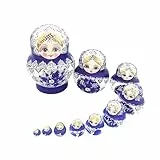 Generisch Matroschkas Russian, Matroschkas Puppen, Traditionelle 10 Lagige Blau Weiße Nesting Dolls Holz, Geschenk Für Junge Mädchen Weihnachts