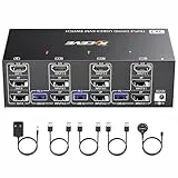 8K@60Hz HDMI Displayport KVM Switch 3 PCs 3 Monitore, 4K@144Hz Triple Monitor KVM Switch mit 4 USB3.0-Geräten, inklusive Netzteil, kabellose Fernbedienung und 3 USB-Kabel