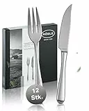 RÖSLE PASSION Steakbesteck 12-teilig – Hochwertiges Steakbesteck Set für 6 Personen aus Edelstahl 18/10 und Klingenspezialstahl – Hochglanzpoliert, Spülmaschinengeeignet, in Eleganter Geschenkbox