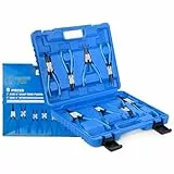 SMOTIVEPRO 8-teiliges Sprengringzangen Set Profi für Innen- und Außenringe, 170 und 220 mm, mit 45°, 90° und geraden Backen, aus robustem Chrom-Vanadium-Stahl