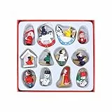 Amosfun 12 stücke Weihnachtsbaum Mini Puppe Ornamente holzfigur Weihnachtsbaum hängen Ornamente für urlaubsparty Baum Dekoration weiß