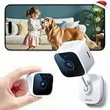 Outinput 2K Plug-in Mini Überwachungskamera Innen, WLAN Indoor Kamera mit IR-Nachtsicht, Hundekamera mit App, Bewegung&Geräusch-Erkennung, 2-Wege-Audio, Sirene, SD&Cloud-Speicher, für Baby&Haustiere