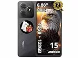 OSCAL Flat 2 Smartphone Ohne Vertrag, Android 15, 12GB+128GB/2TB TF Handy, 6.56'' HD+ 90Hz Display, 13MP+8MP Kamera, 5000mAh, Dual SIM/OTG/GPS/Face ID/Fingerabdruck, 2 Jahre Garantie, Phantomschwarz