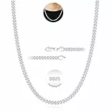Rajputana 925 Silber Kette Halskette für Männer 3mm Kubanische Verbindung Ketten für Herren Junge Sterling Silber Männer Kette Halsketten Robuste Kandare Chains Schmuck Geschenke 16 Zoll