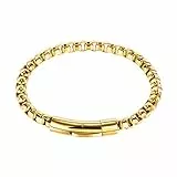 Gilieyer Edelstahl Armband Herren, Panzerkette Edelstahl Cuban Kettenarmband Muster Box Kette Armband 6mm Rohkette Gold/Silber/Schwarz für Herren Damen Pärchen Schmuck (Gold)