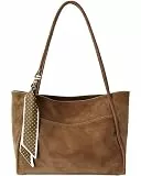 Gluckstar Damen Shopper Tasche Groß, PU Leder, Große Schultertasche, Elegante Handtasche Mit Reißverschluss, Abnehmbarem Seidenschal, Tote Bag Für Alltag, Arbeit, Shopping, Reisen (Braun)