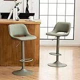 YOUNIKE Barhocker 2er Set, Barstühle Bar Stool Höhenverstellbar Drehstuhl, Küchenstühle Tresenstuhl mit Hohler Rückenlehne, Hohe Barhocker für Bartheke Küche, Olivgrün