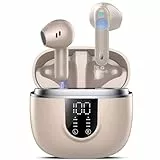Bluetooth Kopfhörer, Kopfhörer Kabellos Bluetooth 5.4, Hi-Fi Sound in-Ear-Kopfhörer mit ENC Noise Cancelling, 45 Std Spielzeit, LED Anzeige, IP7 Wasserdicht Ohrhörer für Arbeit und Studium, Beige