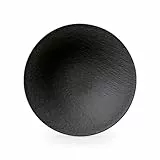 Villeroy & Boch – Manufacture Rock Schale Schwarz Matt, Deko Teller, Dekoschale, Platzteller, Schwarze Schale, Schüssel, Geschirr, Tiefer Speiseteller, Essteller, Schieferoptik, Premium Porzellan