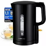Clatronic® Wasserkocher 1,7L | 2200W für schnelles Erhitzen | BPA frei | Einhandbedienung | Wasserstandsanzeige | Kettle | Überhitzungsschutz | WK 3835 schwarz