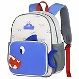 GAGAKU Kinderrucksack Spritzwassergeschützter für Jungen 3+ jahre Verstellbarer kita Rucksack für Kindergarten und Schule Leichter Rucksack 11,2L mit Brustgurt Reflektoren - Hai