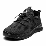 AZSDXS Kinder Sneaker Jungen Mädchen Laufschuhe Atmungsaktive Leichte Turnschuhe Outdoor Fitness Schuhe Hallenschuhe Sportschuhe Schwarz 25 EU