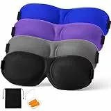 LXUEJIE 3D Schlafmaske für Herren und Frauen, 4 Stück Schlaf Maske Licht Blockierendes Augenmaske Mit Aufbewahrungstasche und Ohrstöpseln Verstellbarem Nachtmaske Augen Schlafschutz für Yoga Reisen