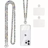 Knrlqim Handykette Universal, Glitzer Handy Lanyard Chain Abnehmbare Handyband zum Umhängen, Kordel Kette für iPhone & meiste Smartphones mit 2 Stück Universelles Patch(ohne Hülle), Bunt